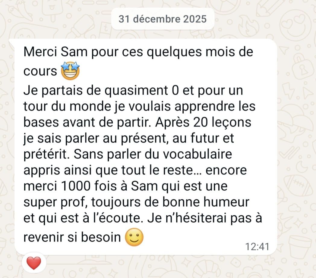 Capture du témoignage de Johana daté du 31 décembre 2025